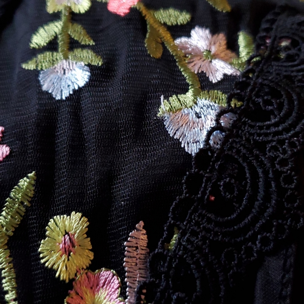 Embroidered Mesh Bodysuit - Picture 2 of 5